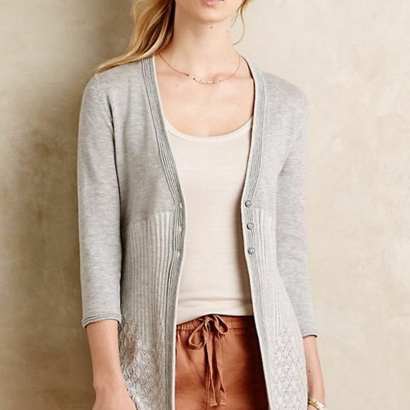 ROSIE NEIRA Grey Mixed Stitch Cardigan NWOT anthropologie 'Brunswick' - Picture 4 of 8